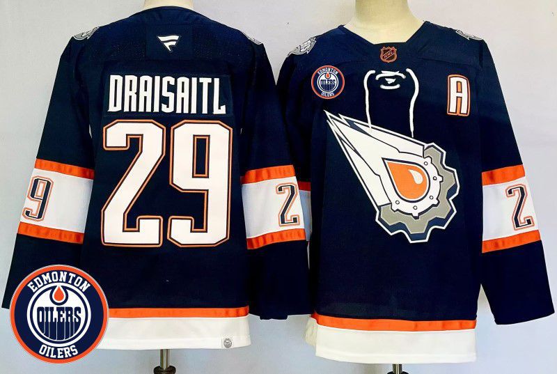 Men Edmonton Oilers #29 Draisaitl Drak Blue Fanatics 2025 NHL Jersey style 1